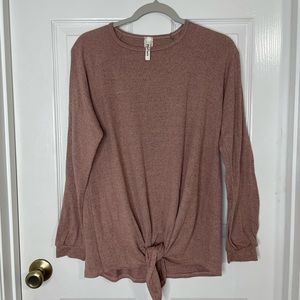 Dusty Rose Tie Front Long Sleeve | Grateful Hearts